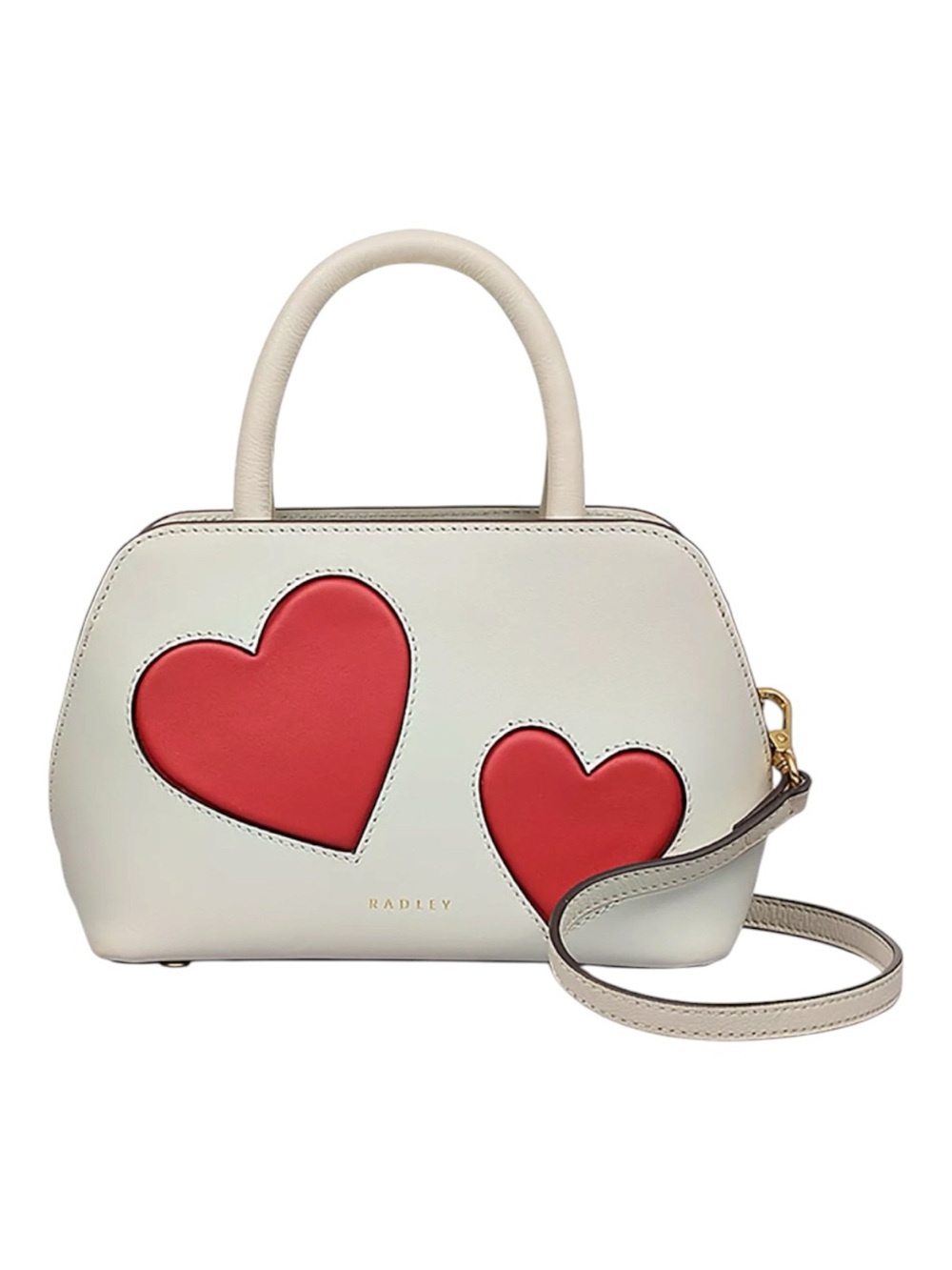 RADLEY LONDON Cream Satchel with Red Heart Appliqués